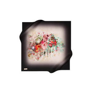 Black Silk Twill Square Floral Scarf-100% Silk Digital Print Party Accessory - Product Image 1