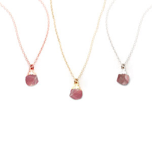 Pierre de Tourmaline brute naturelle taille 8-10mm Vermeil en or collier en argent Sterling 925 électroplaqué collier de pierres précieuses de guérison - Product Image 1