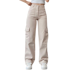 Pantalones Cargo para mujer, moda callejera, pantalones para correr con múltiples bolsillos, pierna ancha, sueltos, rectos, informales, ropa de calle, pantalones Cargo holgados - Product Image 1