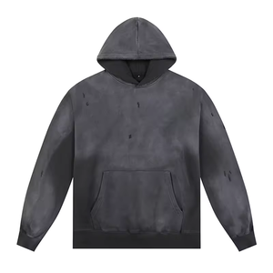 เสื้อฮู้ดสีเขียวแบบสวมหัวสำหรับผู้ชายเสื้อ100% ผ้าคอตตอนเทอร์รี่ผ้าเปียกเปียกแบบกำหนดเองสไตล์วินเทจ - Product Image 6