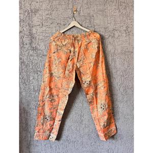 Bohemian Floral Print Cotton Pajama Set Soft Woven <b>Lace</b> Sleep Dress <b>Elastic</b> Waist Button Casual ODM Geometric Block Print - Product Image 3