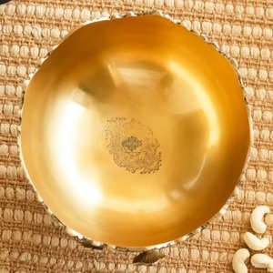 Gold Decorative Bowl With Floral Design Royal Classic Accent For Dining Table Kitchen Serving Wedding Or Traditional Home Decor - Product Image 2