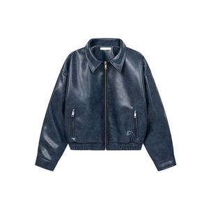 Veste d'hiver pour homme, très vendue, en cuir véritable, avec logo personnalisé, écologique, imperméable, coupe-vent, col montant, style urbain, épaisse, service OEM - Product Image 1