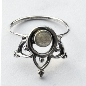 Venta al por mayor indio hecho a mano 925 plata esterlina labradorita piedra preciosa anillo bohemio paz diseño cristiano estilo Unisex hombres para - Product Image 2