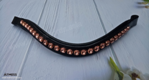 Diadema de Cuero Premium para Caballo con Cristales de Oro Rosa, Accesorio Ecuestre de Lujo para Brida y Cabezada - Product Image 3