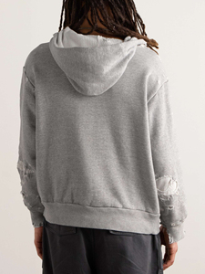 Sweat à capuche personnalisé coupe légèrement ample à capuche personnalisé à la mode gris éponge français pull à capuche hommes 100% coton - Product Image 3