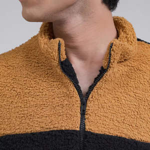 2025 Latest Design Two Tone Color Men's <b>Sherpa</b> Jacket Breathable <b>Fabric</b> Stand Color Side Pockets Oversize Zip Up <b>Sherpa</b> Jacket - Product Image 6