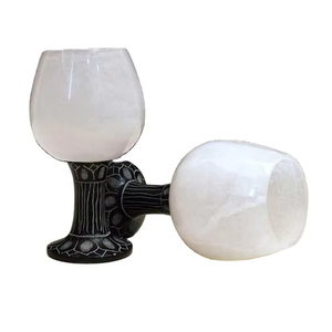 Copa de vino de mármol transparente económica con tallo largo y borde dorado hecha a mano para bodas y aniversarios Copa de vino tinto - Product Image 1