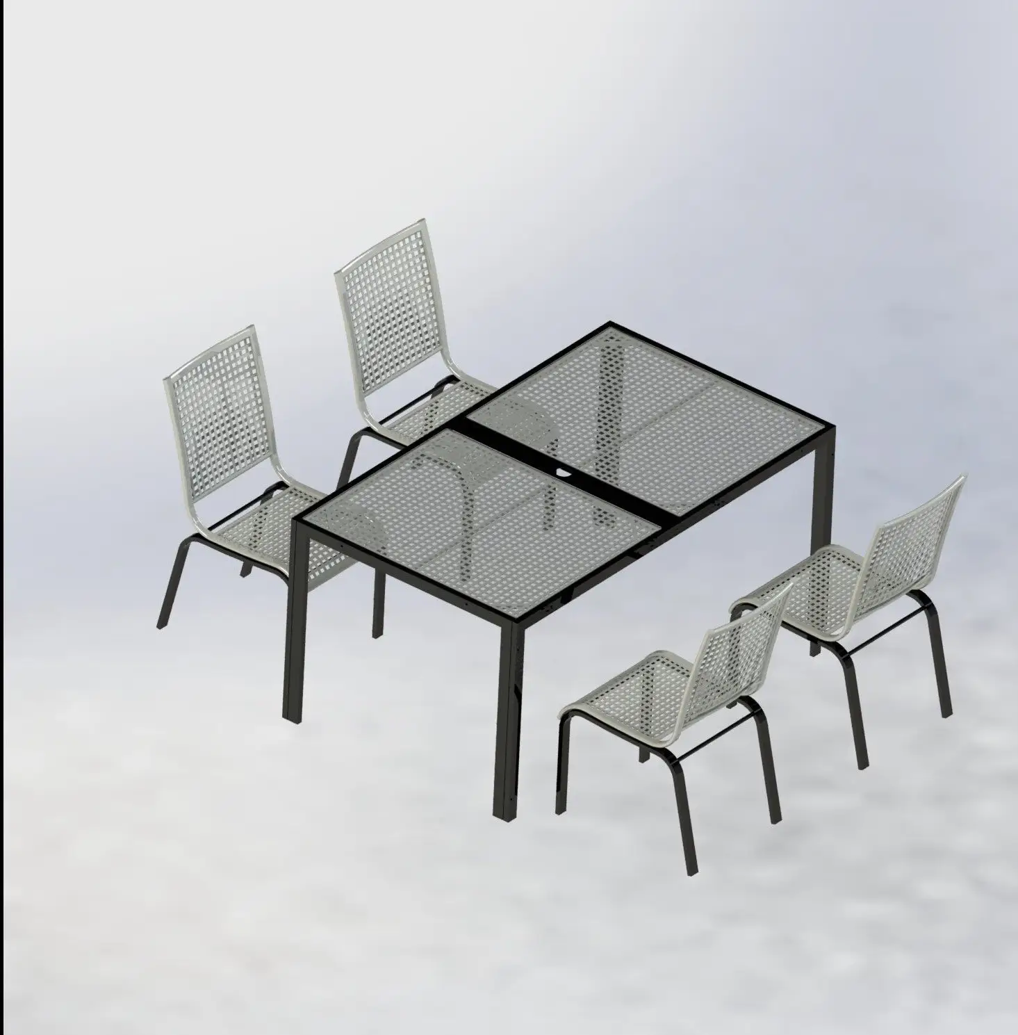 BeNK गर्म बिक्री अंतरिक्ष की बचत धातु फ्रेम खाने की मेज सेट 4 कुर्सियों आधुनिक फर्नीचर शैली