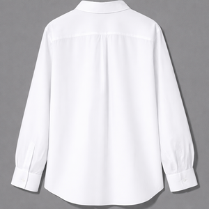 Chemise boutonnée unie pour femmes, manches longues, chemisier décontracté de bureau, tissu mélangé coton, OEM ODM Vietnam, logo personnalisé - Product Image 6