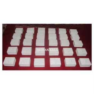 Nouveau prix produit fait à la main naturel blanc marbre sculpture conception bijoux boîtes de rangement avec anneau collier boîte de qualité supérieure - Product Image 1