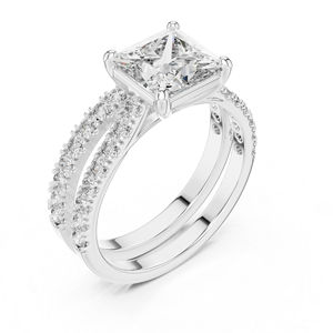 Anillo de Oro Amarillo de 14K con Diamantes de Corte Princesa y Redondo para Mujer, Anillo de Aniversario |   Diamante Cultivado Nuevo - Product Image 5