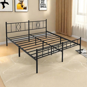Estructura de cama de metal clásica con cabecero de arte del hierro, resistente y sin ruido, no se necesita resorte de caja, almacenamiento debajo de la cama, negro - Product Image 5