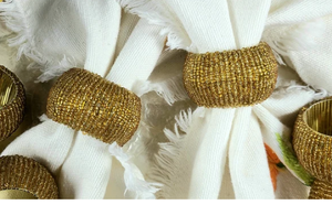 แหวนผ้าเช็ดปากลูกปัดสีทองวินเทจ - Product Image 4