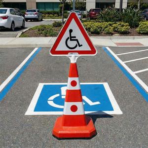 Ensemble de cônes de signalisation Ultra Cat Eye, cône triangulaire pour parking handicapés, panneau d'avertissement, cône de sécurité en céramique avec réflecteurs blancs pour utilisation routière - Product Image 2