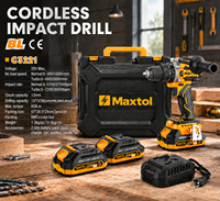 Perceuse sans fil Maxtol 20V, perceuse-visseuse électrique 3-en-1 avec fonction marteau, poignée auxiliaire, outil électrique à couple élevé