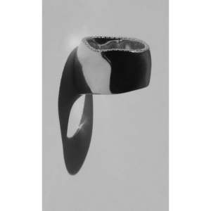 Mira Sculptural Silver Diamond Cigar Band <b>Ring</b> for Parties - Product Image 3