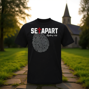 T-shirt cristiana accattivante con versetti dai Salmi 4 e 3, Impronta di Gesù che lo distingue, Articolo promozionale - Product Image 3
