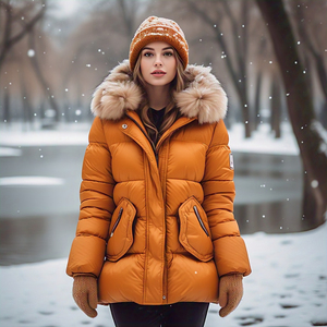 Wholesale 100% Polyester Spandex Padded Jacket for Women <b>Ladies</b> Casual Wear <b>with</b> Quilted Fur <b>Hood</b> Lightweight Padded <b>Coat</b> - Product Image 2