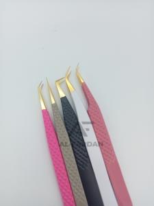 แหนบต่อขนตาปลอมทำจากสเตนเลสทนทานปลายนาโนทำจากเส้นใยเคลือบสีทองแบบกำหนดได้เอง - Product Image 2