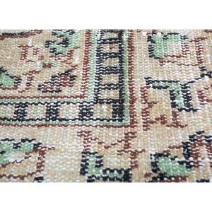 Tapis en laine noué à la main doré vintage 9x12 rectangulaire, motif médaillon abstrait, idéal pour couloir, entrée ou chambre - Product Image 3