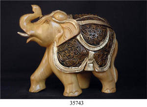 <b>Elephant</b> Carved Wooden Handmade Sculpture India - Product Image 4