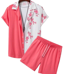 Precio al por mayor de secado rápido de algodón transpirable doble conjunto de alta demanda de impresión por sublimación de manga corta conjunto de ropa de playa - Product Image 5