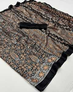 Hermoso Sari de Seda Satinada para Mujer, Estilo Indio, para Fiestas, Disponible, Sin Estampado - Product Image 2