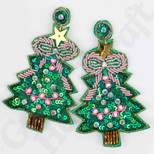 Pendientes de cuentas de Navidad multicolor Pendientes de vacaciones con cuentas multicolores festivos Pendientes de cuentas multicolores X-Mas Artesanía - Product Image 3