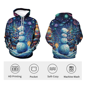 Sweat-shirt à capuche de Noël, polaire chaud d'hiver, pull décontracté pour les fêtes, image pour hommes, adolescents, cadeau, style tendance, Noël, amour, plaisir - Product Image 3