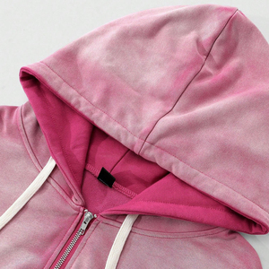 Sweat-shirts à capuche pour hommes avec fermeture éclair, style décontracté, lavage à l'acide, service personnalisé OEM/ODM, sweat-shirts à capuche surdimensionnés pour hommes, épaules tombantes, fermeture éclair - Product Image 6
