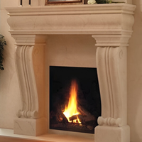 Chimenea Moderna de Pared con Revestimiento de Mármol, Marco de Piedra Hecho a Mano, Acabado de Lujo Tallado a Medida, Venta Directa de Fábrica