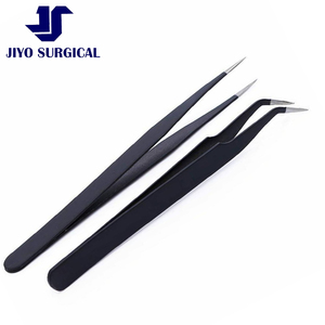 Pinzas de pestañas negras duraderas de acero inoxidable con punta puntiaguda precisa para extensiones de pestañas y herramientas de maquillaje - Product Image 6