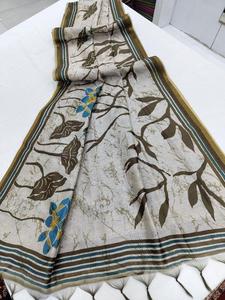 Vêtements occasionnels en soie Dhanwari avec imprimé floral et bordure Zari Saree Fabricant d'Inde au taux le plus bas - Product Image 2