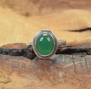 Anillo hecho a mano de Plata de Ley 925 sólida de piedra preciosa cabujón de ónix verde natural joyería de plata esterlina 925 anillo estampado joyería - Product Image 4