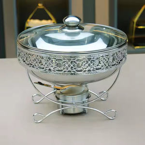 Plato de frotamiento redondo de acero inoxidable, calentador de comida para buffet para bodas, banquetes, hoteles, restaurantes, Ramadán, Eid, eventos, fiestas - Product Image 4
