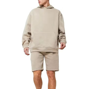 Wholesale Summer <b>Men's</b> Casual Shorts Set Solid Color Oversize Heavyweight Hoodie and Shorts set Tracksuit 2-Piece Outfit for <b>Men</b> - Product Image 1
