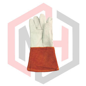 ถุงมือหนังทนความร้อน ทนไฟ ป้องกันไฟฟ้าสถิต สำหรับงานเชื่อม งานปิ้งย่าง งานบาร์บีคิว งานเตาผิง  ขนาด 11 ออนซ์ 14 นิ้ว - Product Image 2