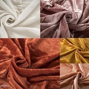 Tela de terciopelo triturado 60 "de ancho vende por el vestido de tapicería de patio costura tela suave de terciopelo indio muchos colores disponibles