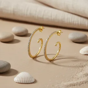 Rhodium Plated Flower Hoop Earrings for Women Trendy <b>Stud</b> Earrings 18K Gold with Ruby Main Stone - Product Image 3