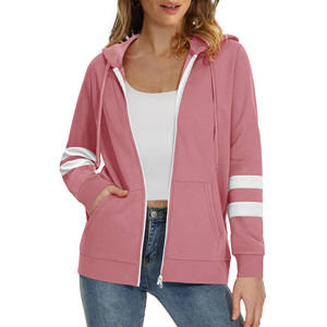 Haute qualité sur mesure votre conception de logo respirant séchage rapide anti-boulochage plaine fermeture éclair manches longues sweats à capuche pour femmes - Product Image 4