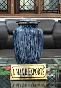 Urnes de crémation adultes en aluminium de marbre noir avec la conception d'or pour des cendres humaines avec le sac gratuit de velours - Product Image 4