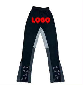 Pantalon de survêtement évasé pour homme 2026 personnalisé, 100% coton, avec bandes latérales noires - Product Image 5