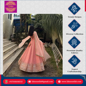 ชุดเดรส Anarkali ยาวกรอมพื้น ดีไซน์พิเศษ ผ้าจอร์เจตต์เนื้อหนา ประดับเลื่อมและงานปักดิ้นทอง  แบบดั้งเดิม สวยสง่า - Product Image 4