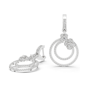 Pendientes Florales de Doble Aro con Diamantes de Laboratorio de 1.084 CT, Corte Brillante Redondo, Oro de 10KT, 14KT, 18KT y Plata 925, Oro Rosa, Amarillo - Product Image 4