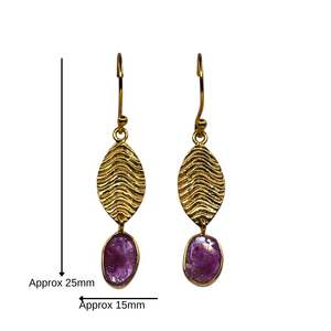 Wedding Wear 925 Sterling Silver Gold Plated Classic <b>Tourmaline</b> Gemstone Women's Leaf <b>Earrings</b> for Gift & Party - Product Image 1