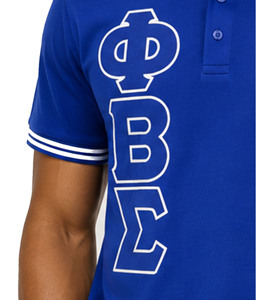 Chemise décontractée pour homme à manches courtes, col classique, en coton 100% tricoté, anti-plis, vintage, brodée de lettres grecques bleu roi - Product Image 2