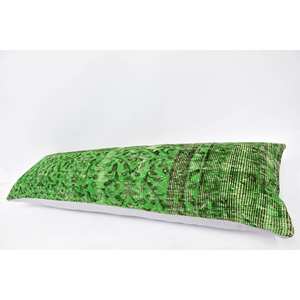 Nature Print Kantha Wool <b>Pillow</b> 16x48 Inch Green Decorative Cushion Vintage Floral Embroidered <b>Square</b> Pattern Woven for Floor - Product Image 5