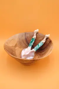 Ensemble de service en nacre verte de luxe, décoration de table, vaisselle, cuillère à salade en nacre faite à la main pour restaurant, maison, cuisine - Product Image 3