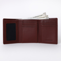 Dompet lipat tiga pria Premium, buatan tangan kulit sapi asli kapasitas besar panjang pendek katun lapisan lipat penutup hadiah sempurna